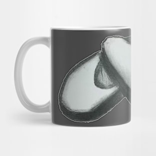 Black and white open avocado Mug